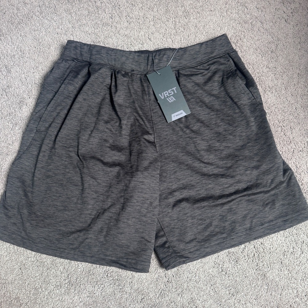 NEW VRST Men's Small 7" Inseam Black Heather Jersey Shorts Moisture Wicking